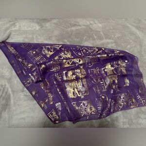 Purple and Gold Patterned Scarf